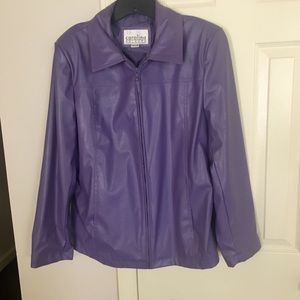 Caroline Colours Faux leather Purple Jacket XL